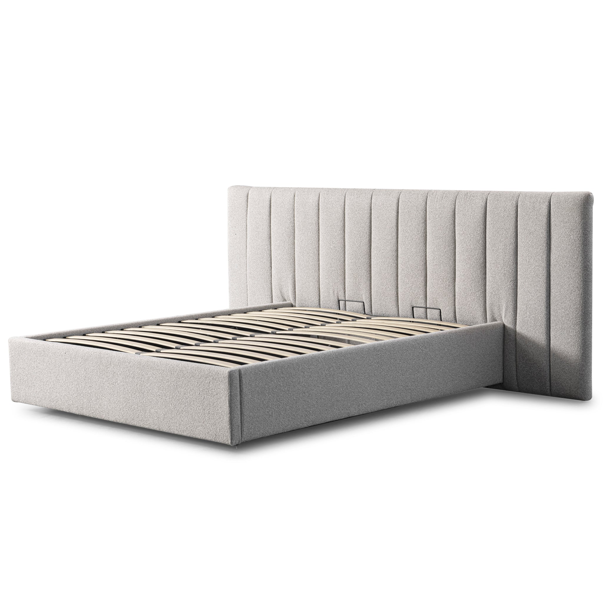 Wide Base Queen Lazio Bed Frame - Clay Grey with Storage