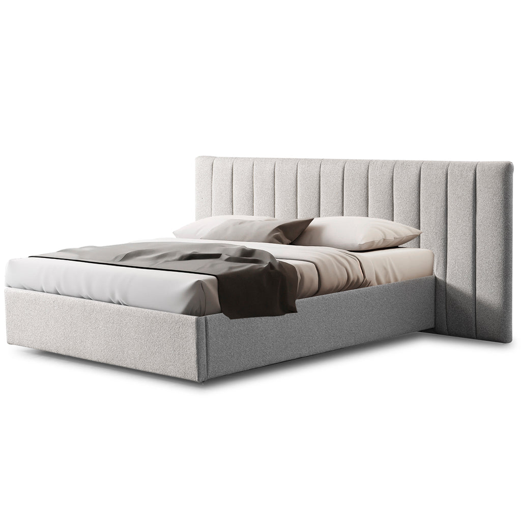 Wide Base Queen Lazio Bed Frame - Clay Grey with Storage
