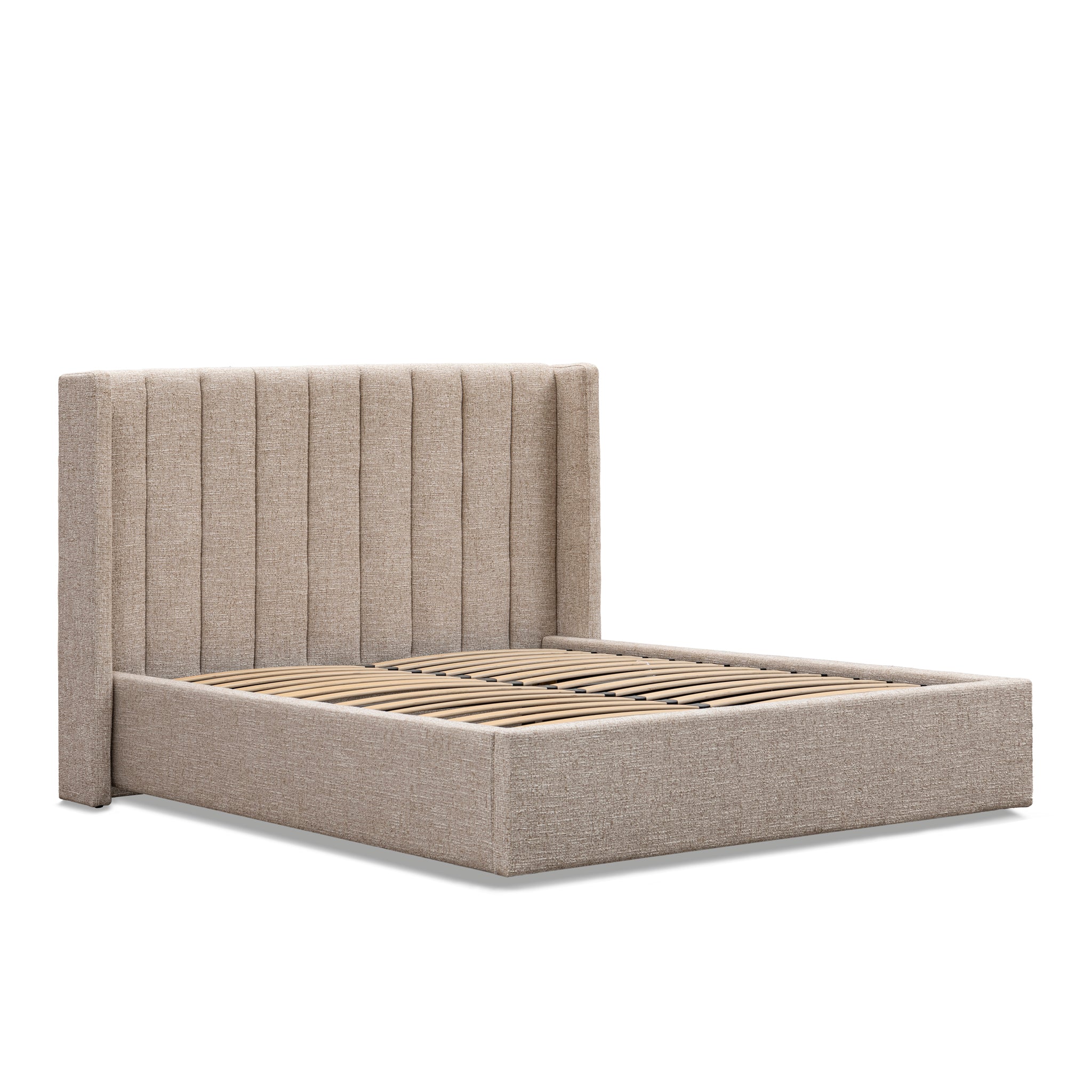 King Wide Base Lazio Bed Frame - Pale Beige