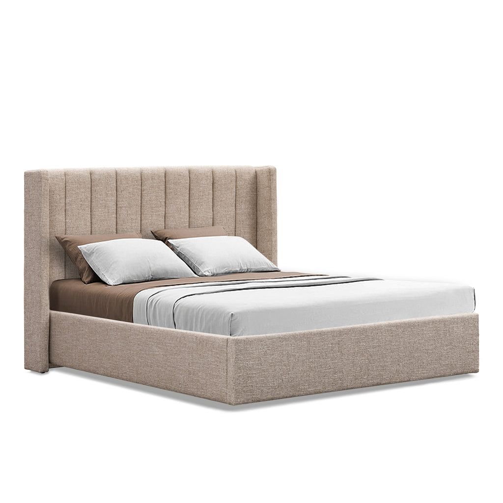 King Wide Base Lazio Bed Frame - Pale Beige