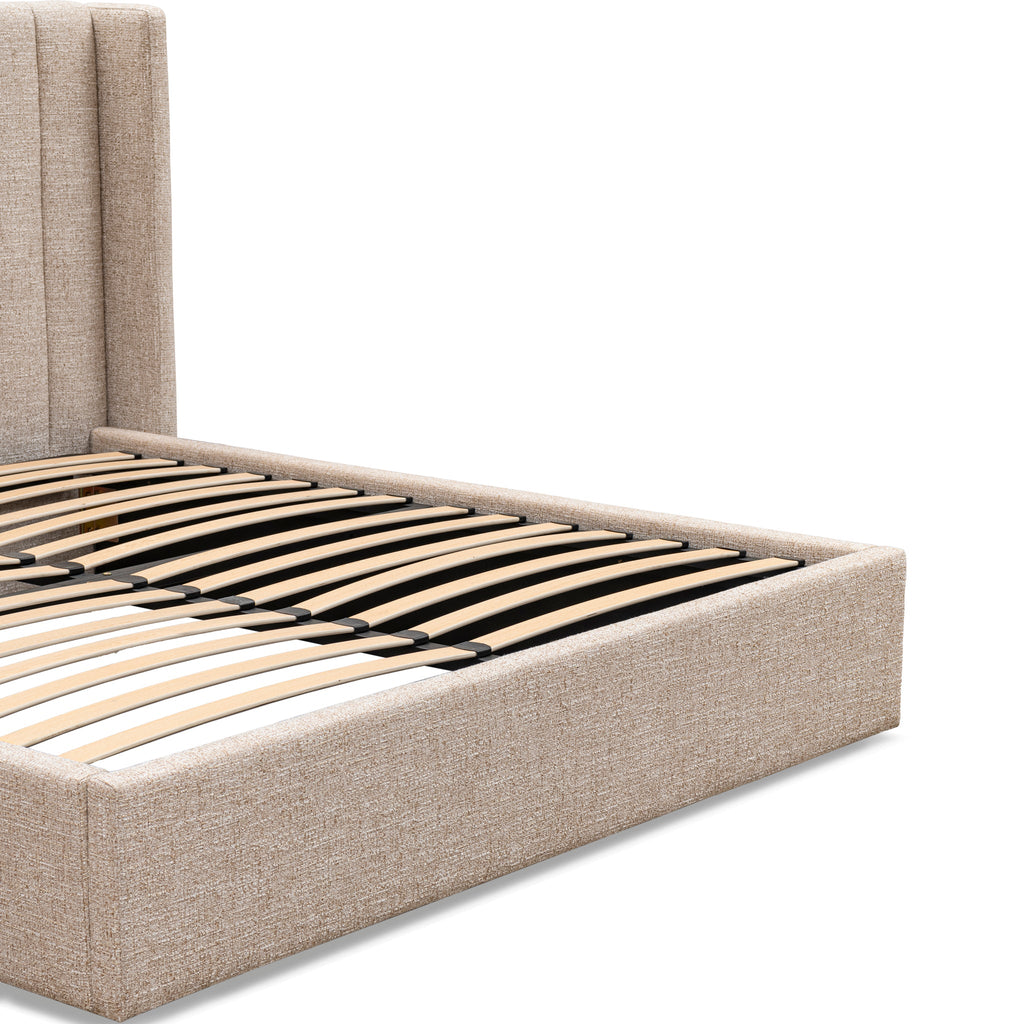 King Wide Base Lazio Bed Frame - Pale Beige