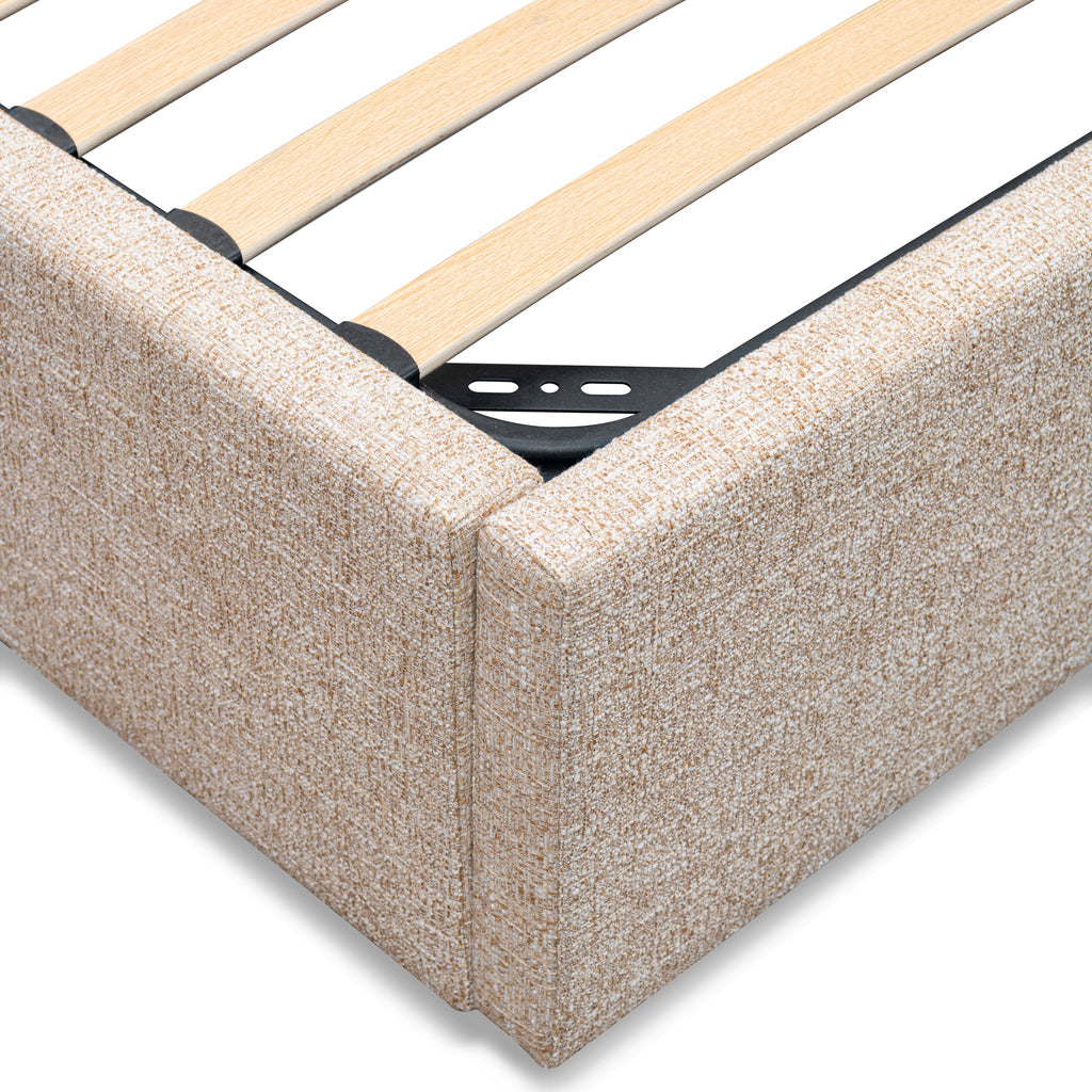 King Wide Base Lazio Bed Frame - Pale Beige