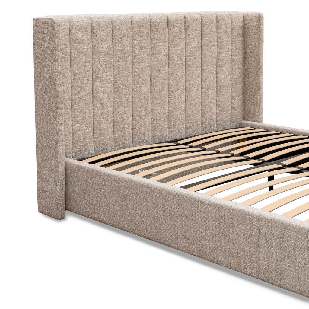 King Wide Base Lazio Bed Frame - Pale Beige