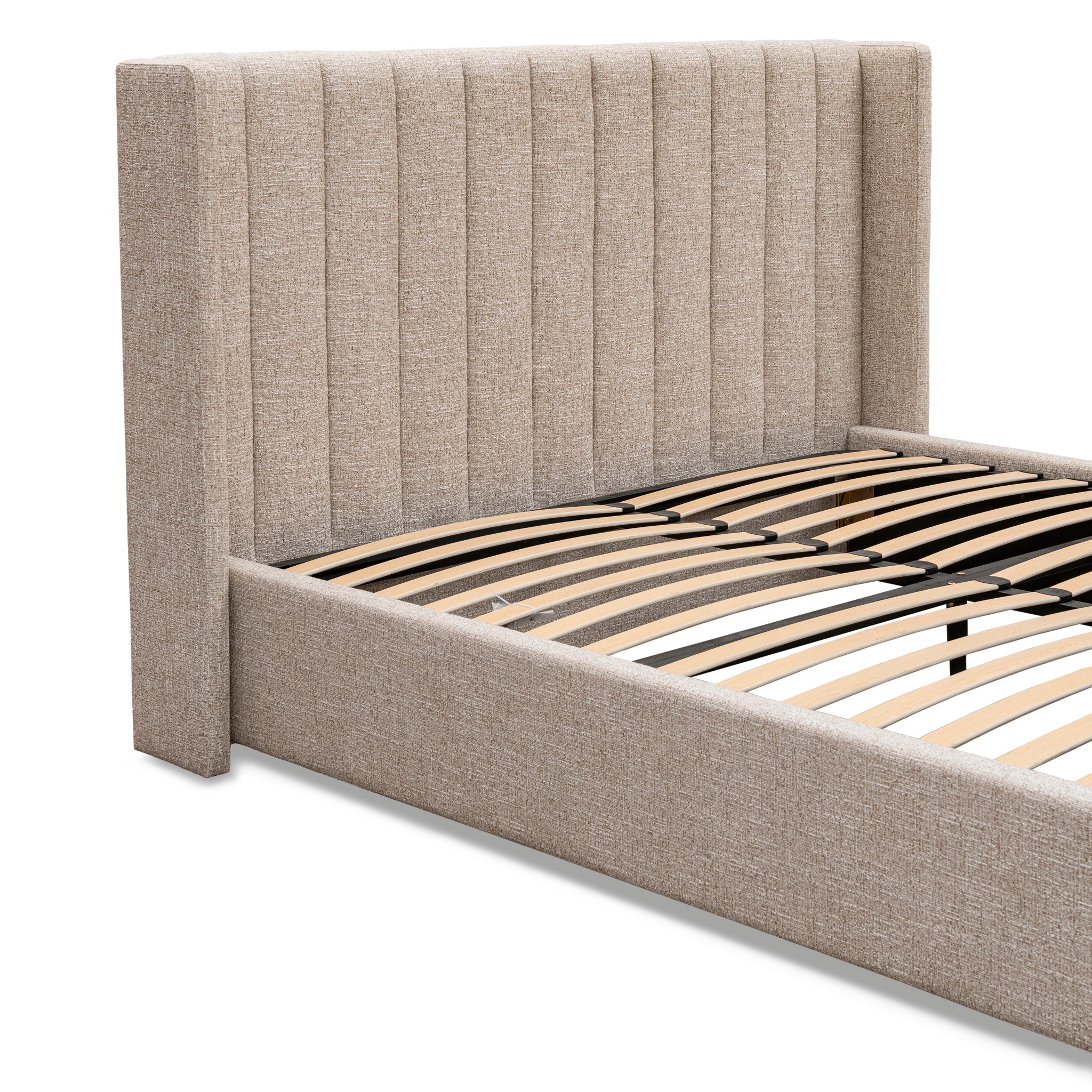 King Wide Base Lazio Bed Frame - Pale Beige