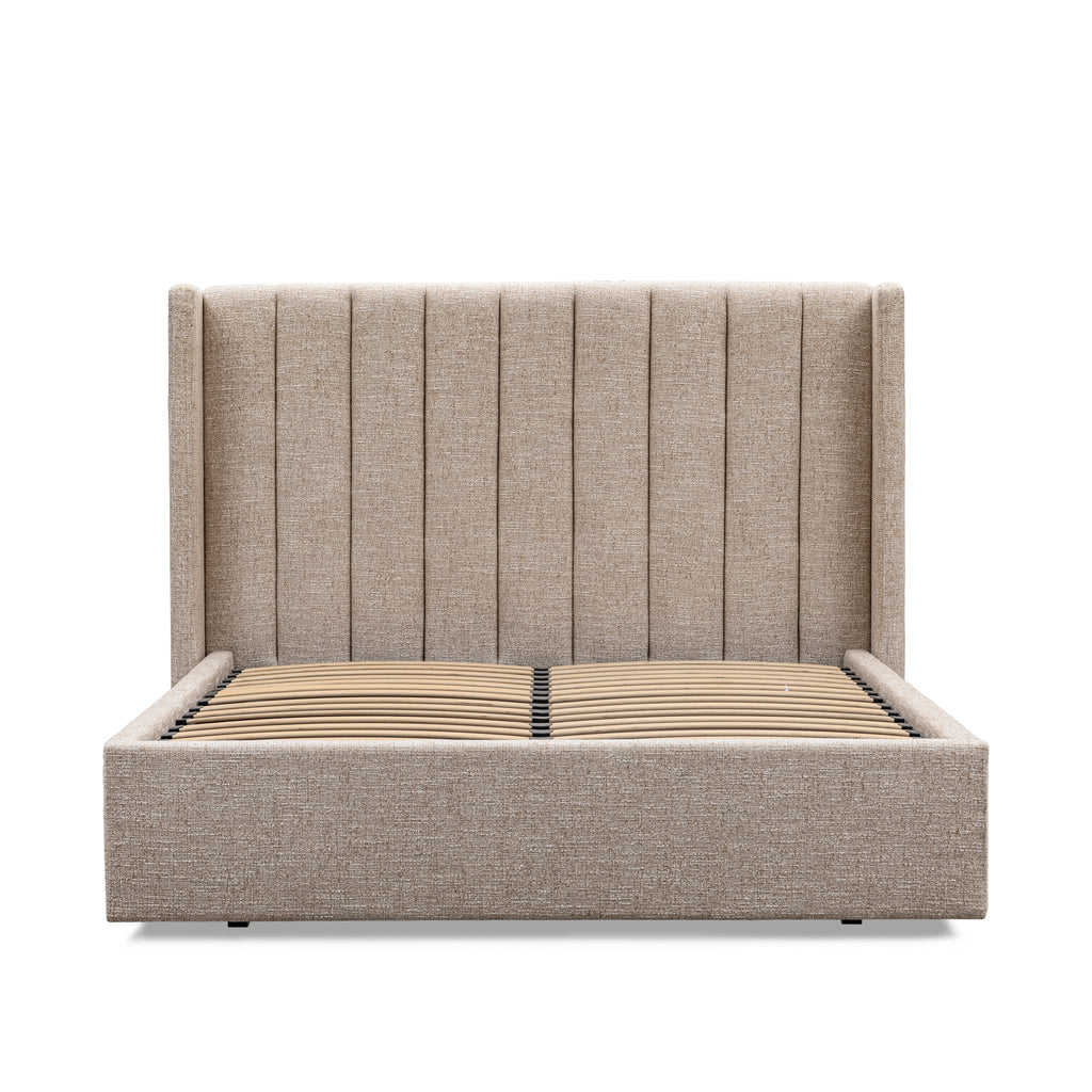 King Wide Base Lazio Bed Frame - Pale Beige