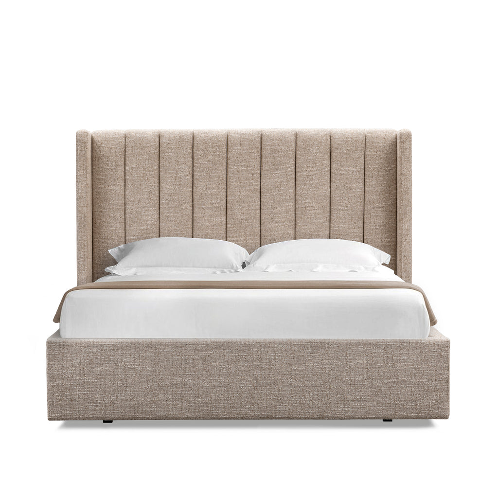 King Wide Base Lazio Bed Frame - Pale Beige