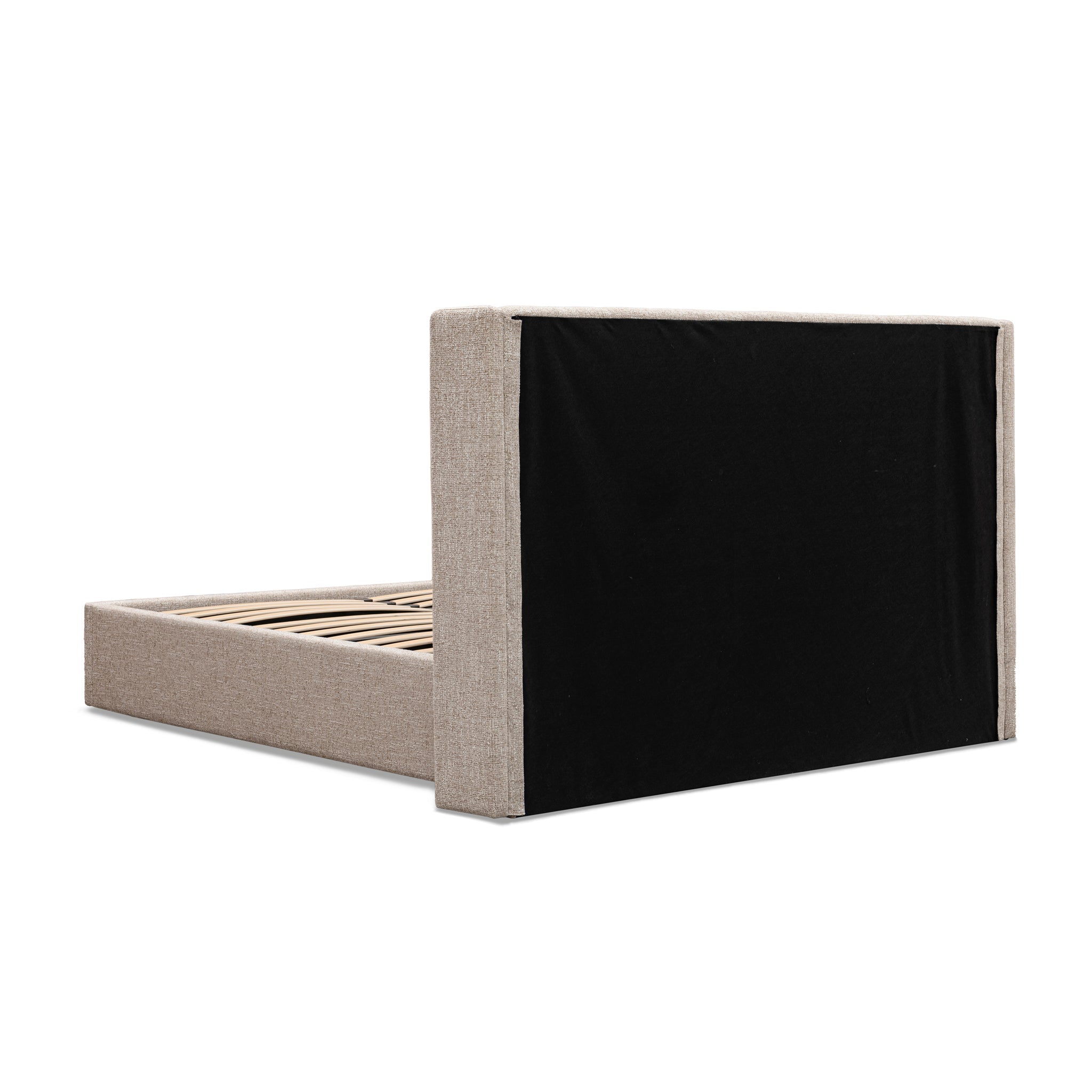Queen Wide Base Lazio Bed Frame - Pale Beige