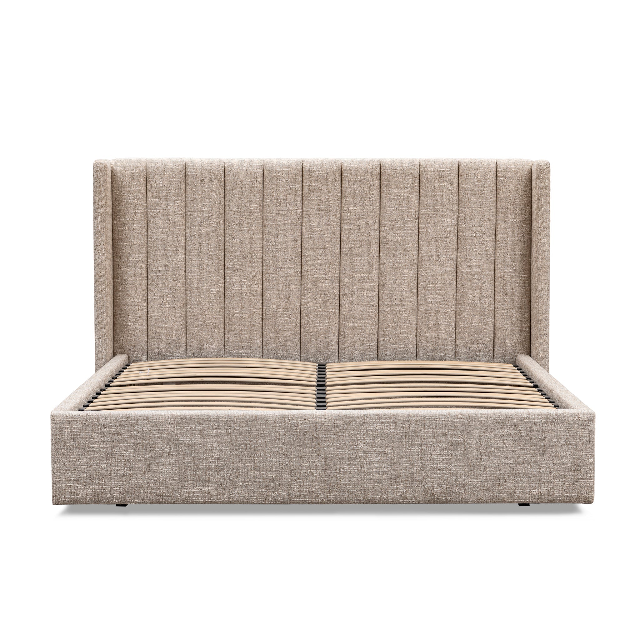 Queen Wide Base Lazio Bed Frame - Pale Beige