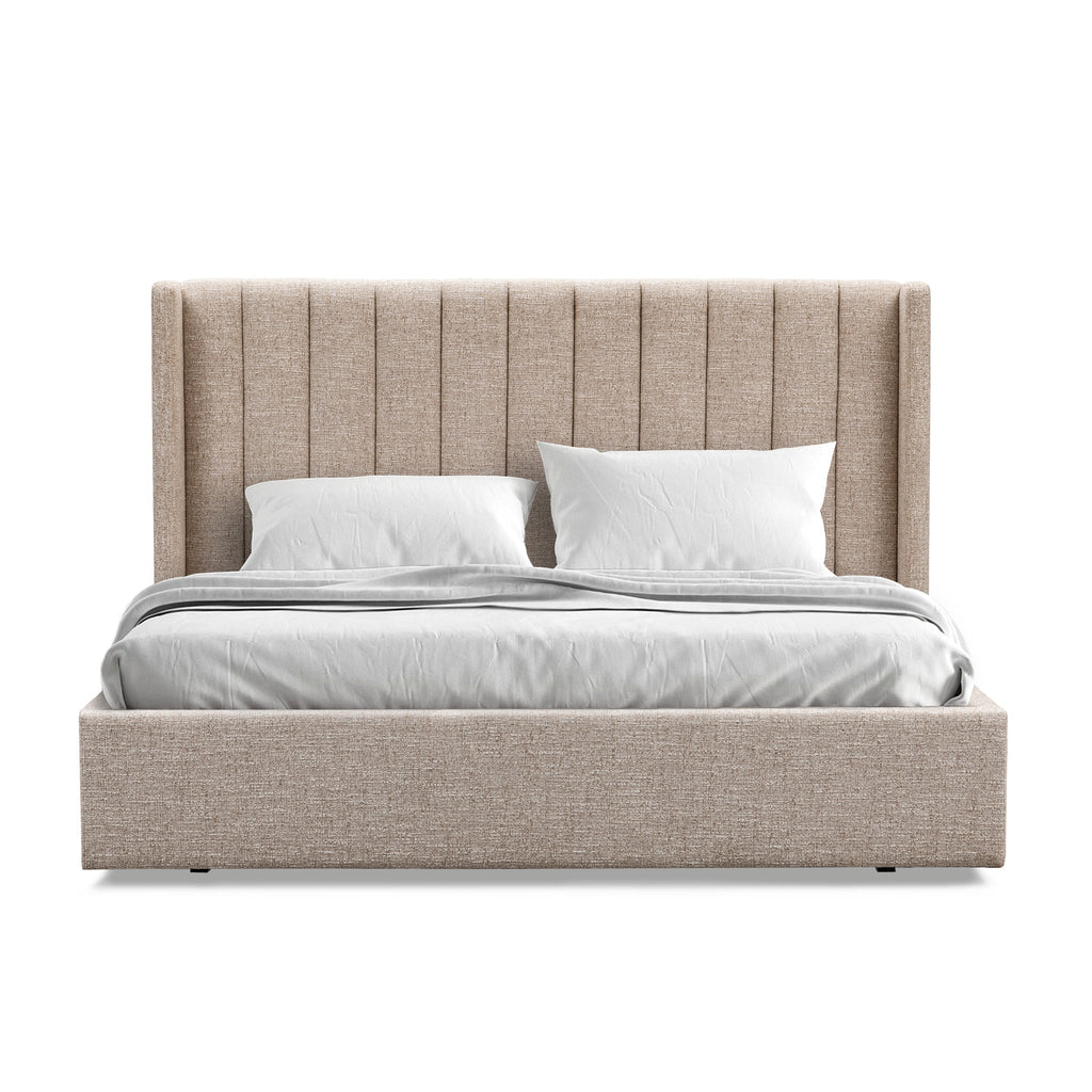 Queen Wide Base Lazio Bed Frame - Pale Beige