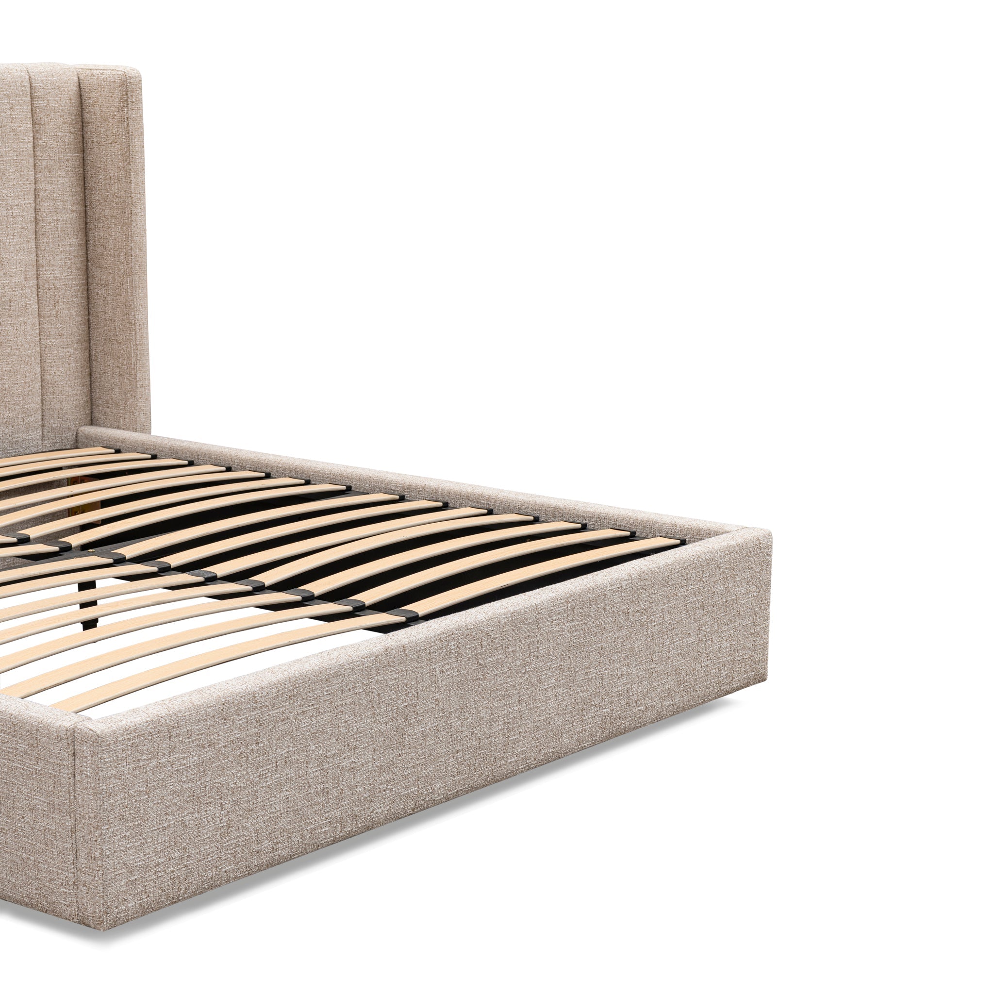 Queen Wide Base Lazio Bed Frame - Pale Beige