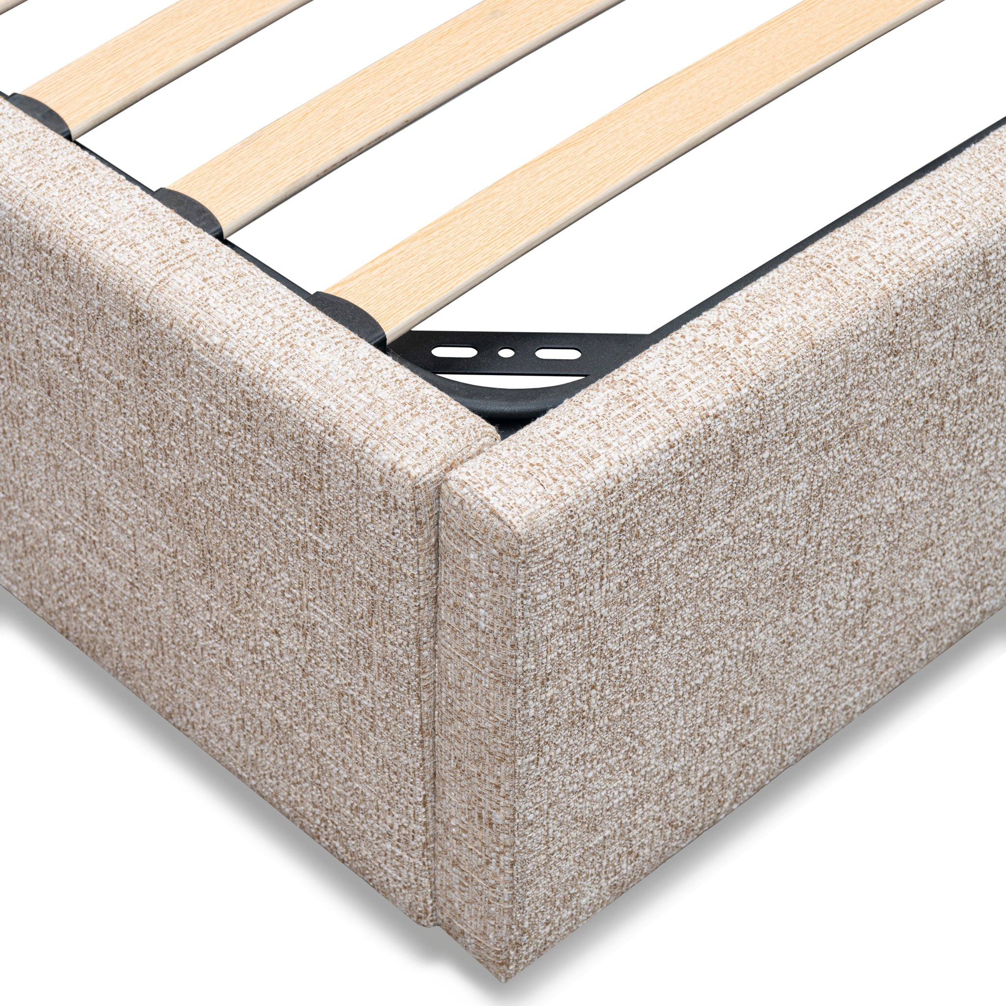 Queen Wide Base Lazio Bed Frame - Pale Beige