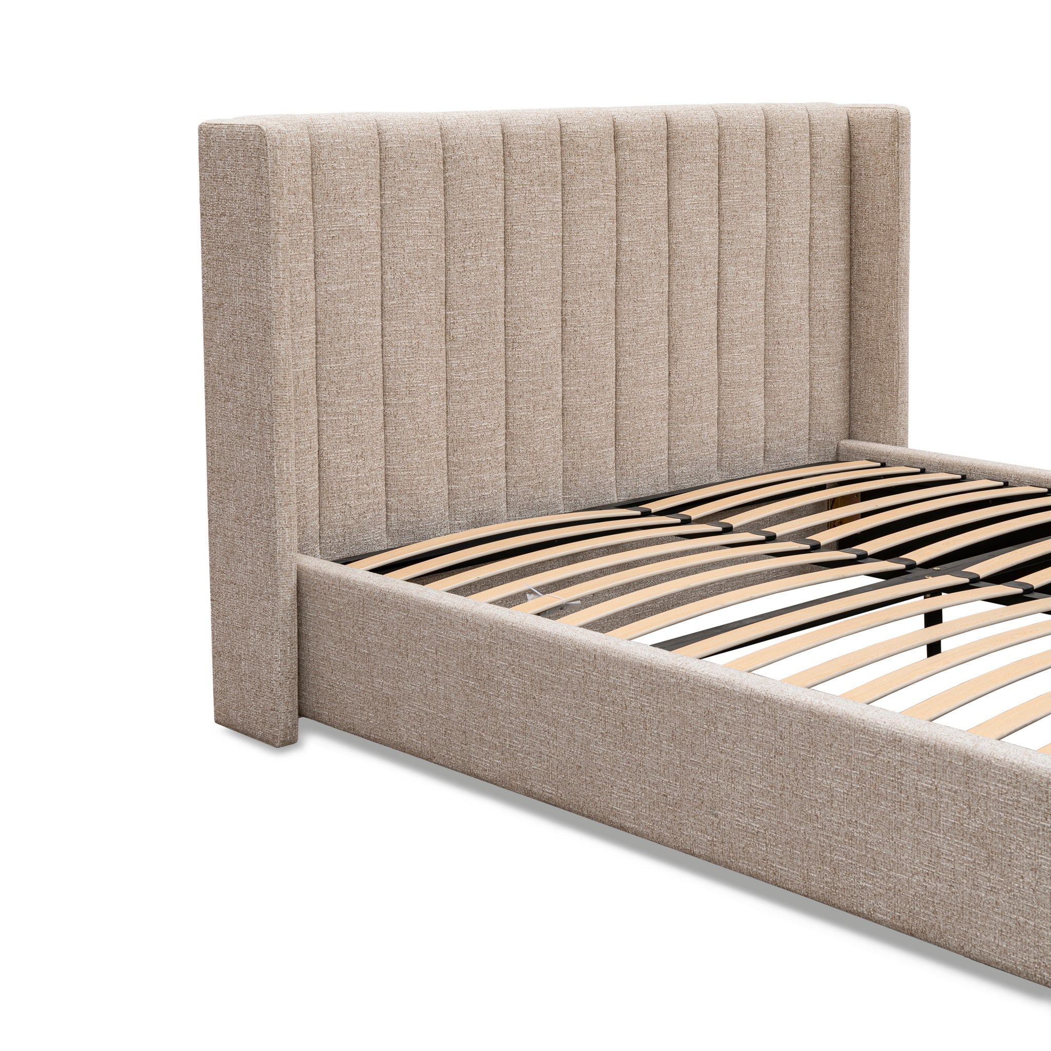 Queen Wide Base Lazio Bed Frame - Pale Beige