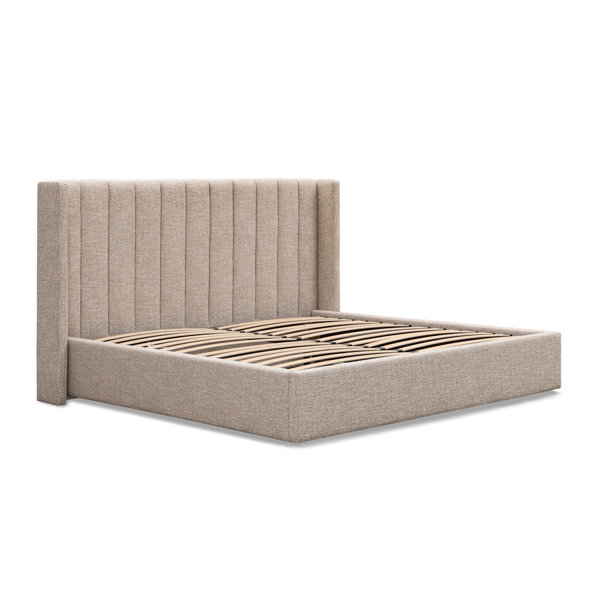 Queen Wide Base Lazio Bed Frame - Pale Beige