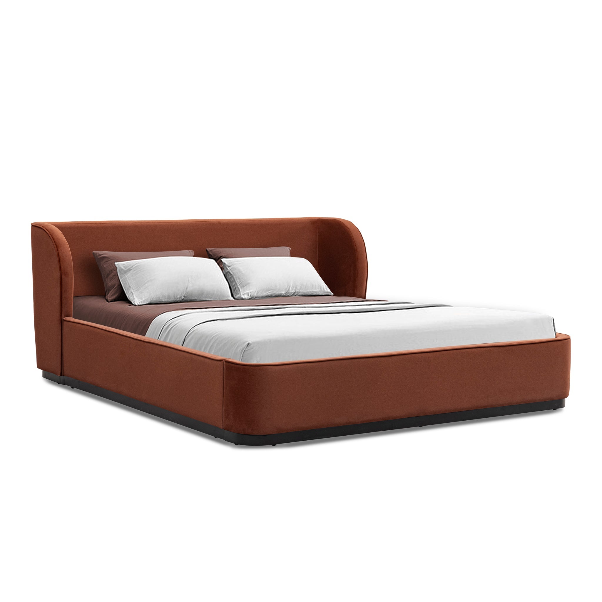 King Lazio Bed Frame - Burnt Maroon