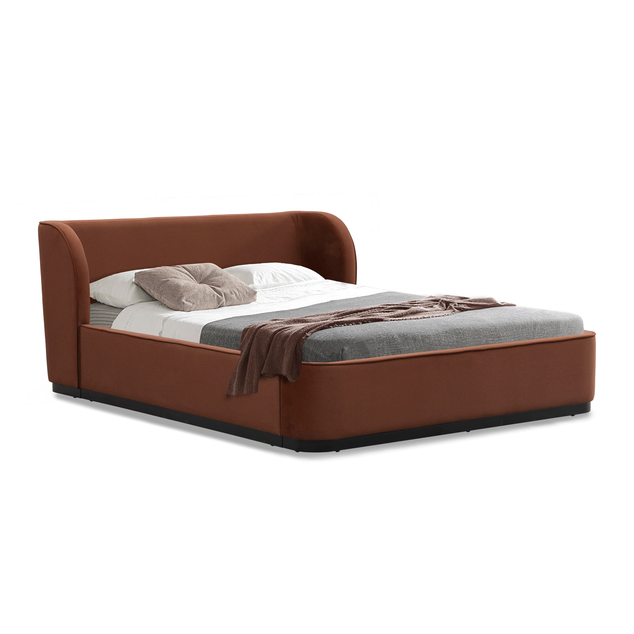 Queen Lazio Bed Frame - Burnt Maroon
