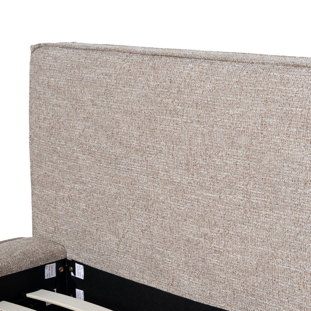 Fabric King Lazio Bed Frame - Stonish Beige