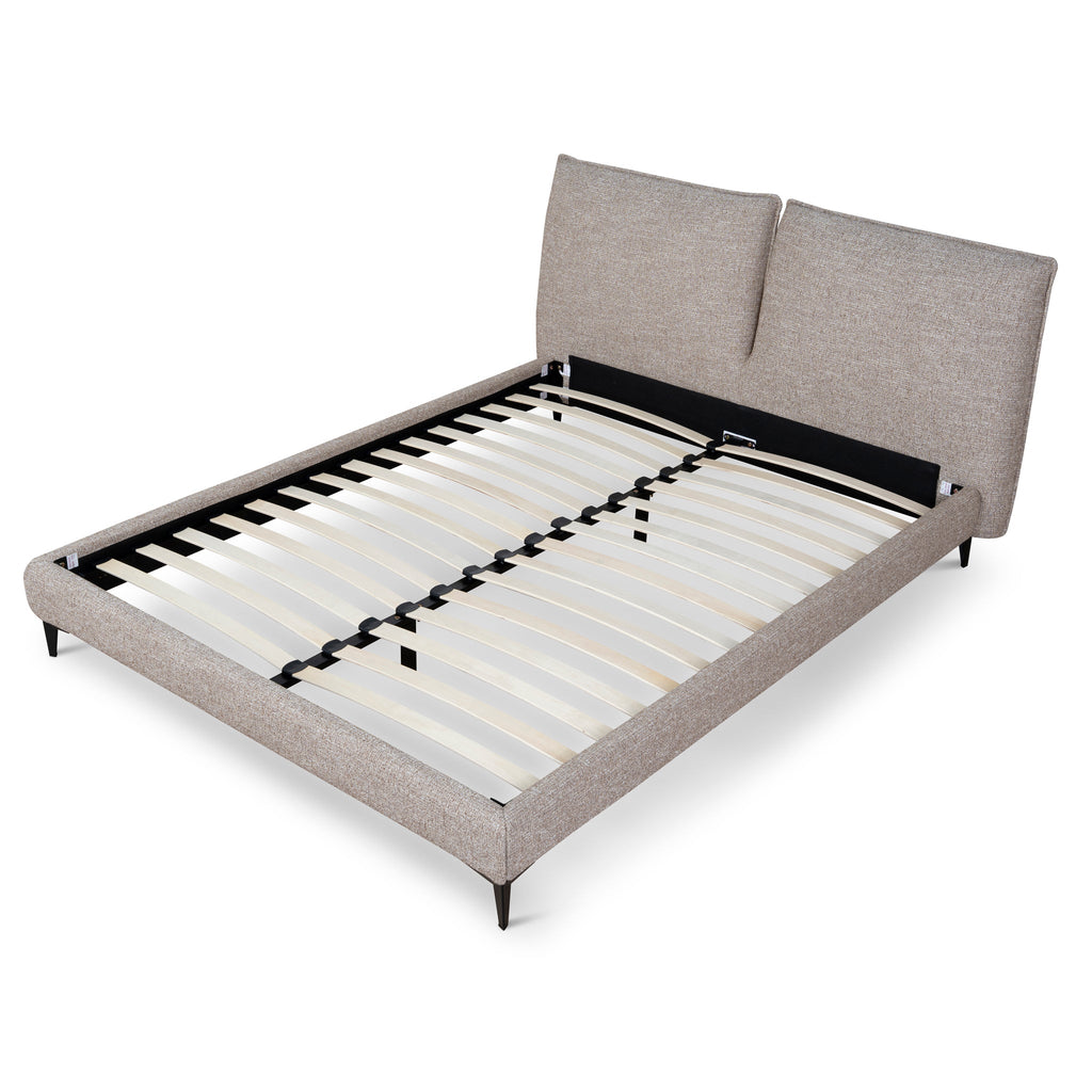 Fabric Queen Lazio Bed Frame - Stonish Beige