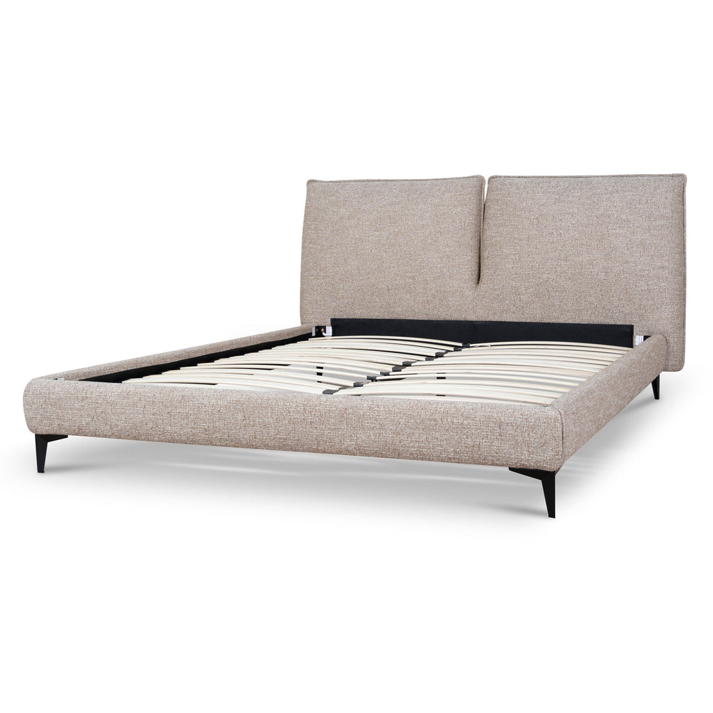 Fabric Queen Lazio Bed Frame - Stonish Beige