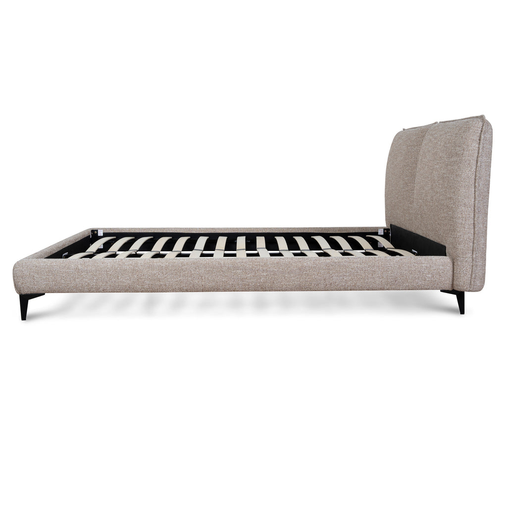 Fabric Queen Lazio Bed Frame - Stonish Beige