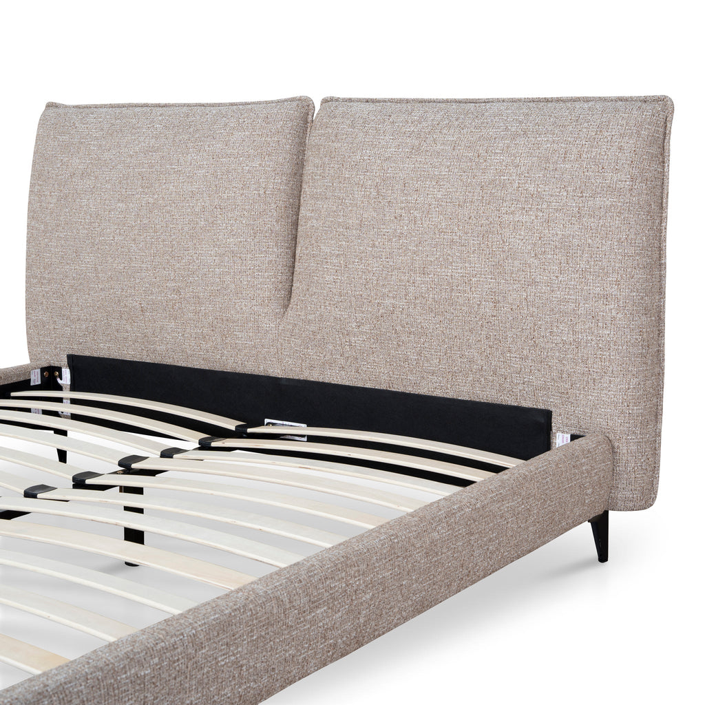 Fabric Queen Lazio Bed Frame - Stonish Beige