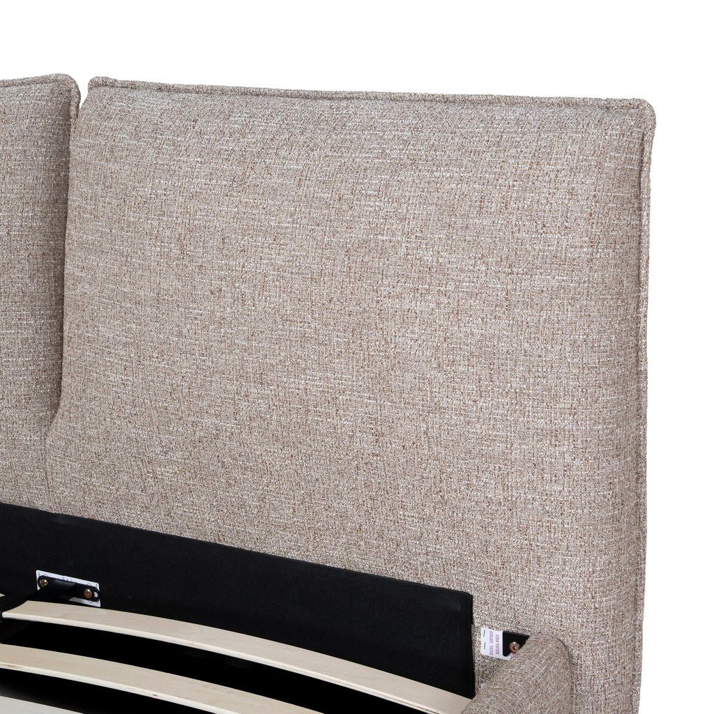 Fabric Queen Lazio Bed Frame - Stonish Beige