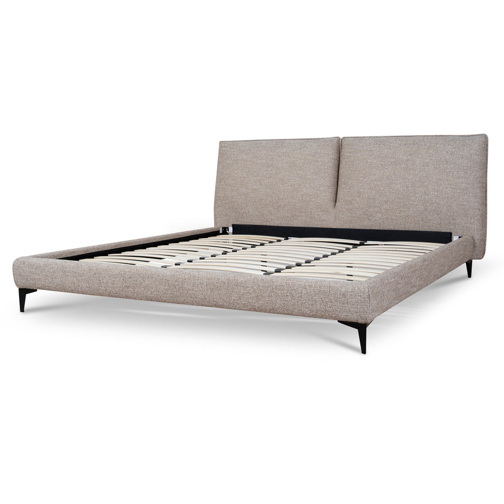 Fabric King Lazio Bed Frame - Stonish Beige