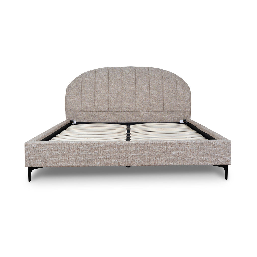 Fabric Queen Lazio Bed Frame - Stonish Beige