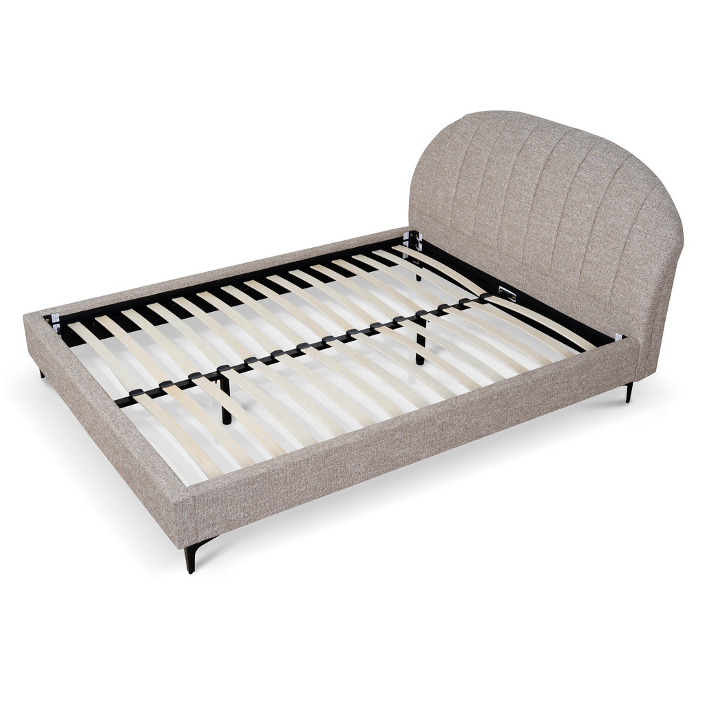 Fabric Queen Lazio Bed Frame - Stonish Beige