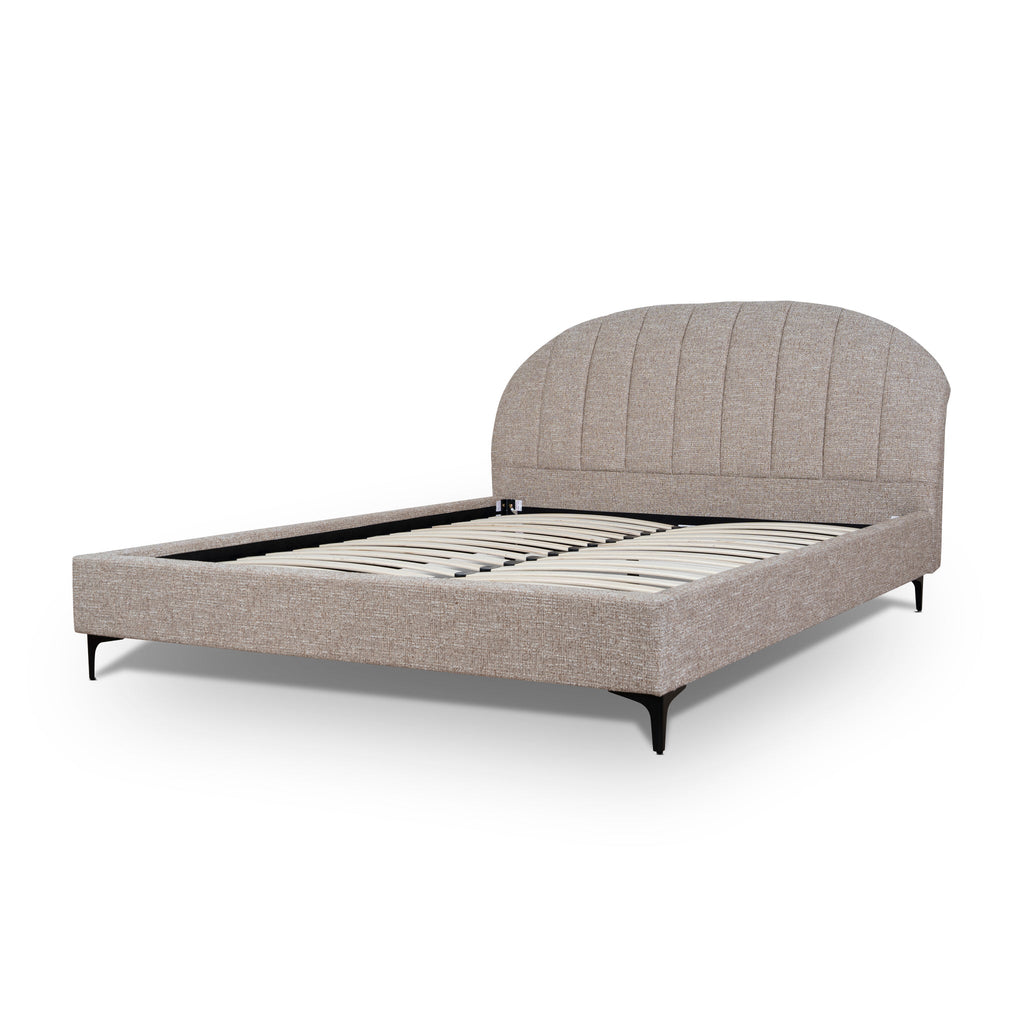 Fabric Queen Lazio Bed Frame - Stonish Beige