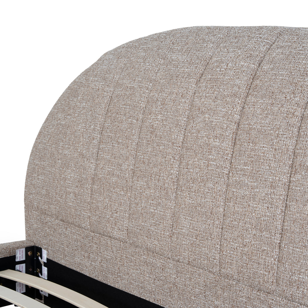 Fabric Queen Lazio Bed Frame - Stonish Beige