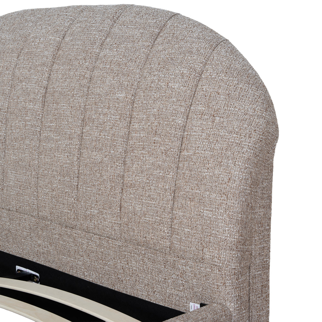 Fabric Queen Lazio Bed Frame - Stonish Beige