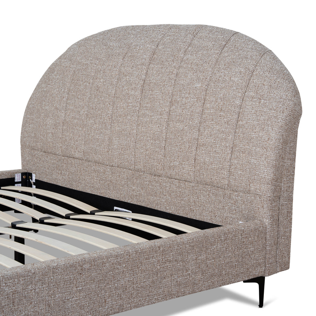 Fabric Queen Lazio Bed Frame - Stonish Beige