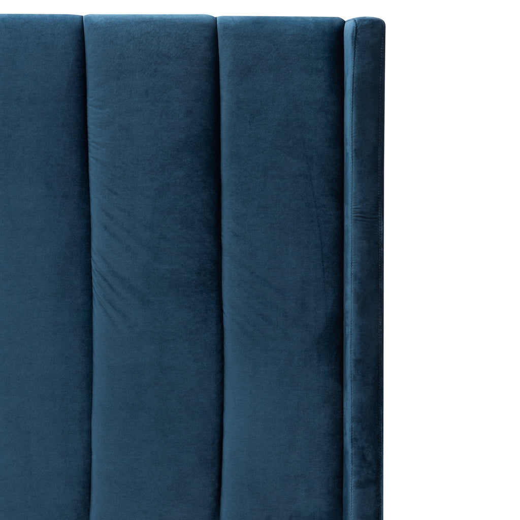 King Lazio Bed Frame - Teal Navy Velvet with Storage