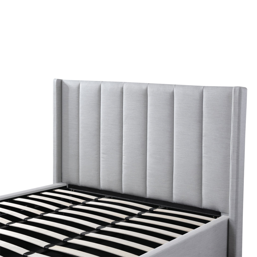 Fabric King Lazio Bed Frame - Pearl Grey with Storage