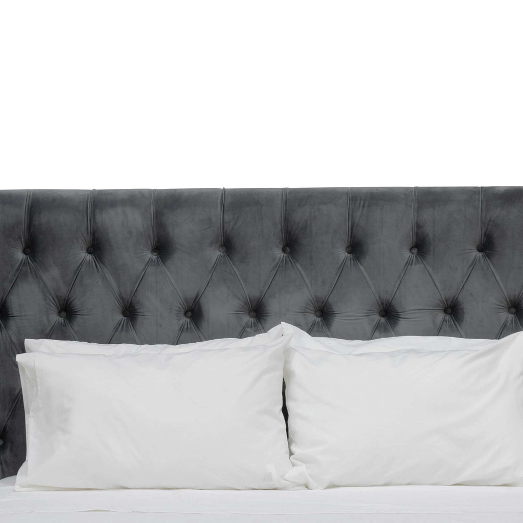 King Lazio Bed Frame - Charcoal Velvet