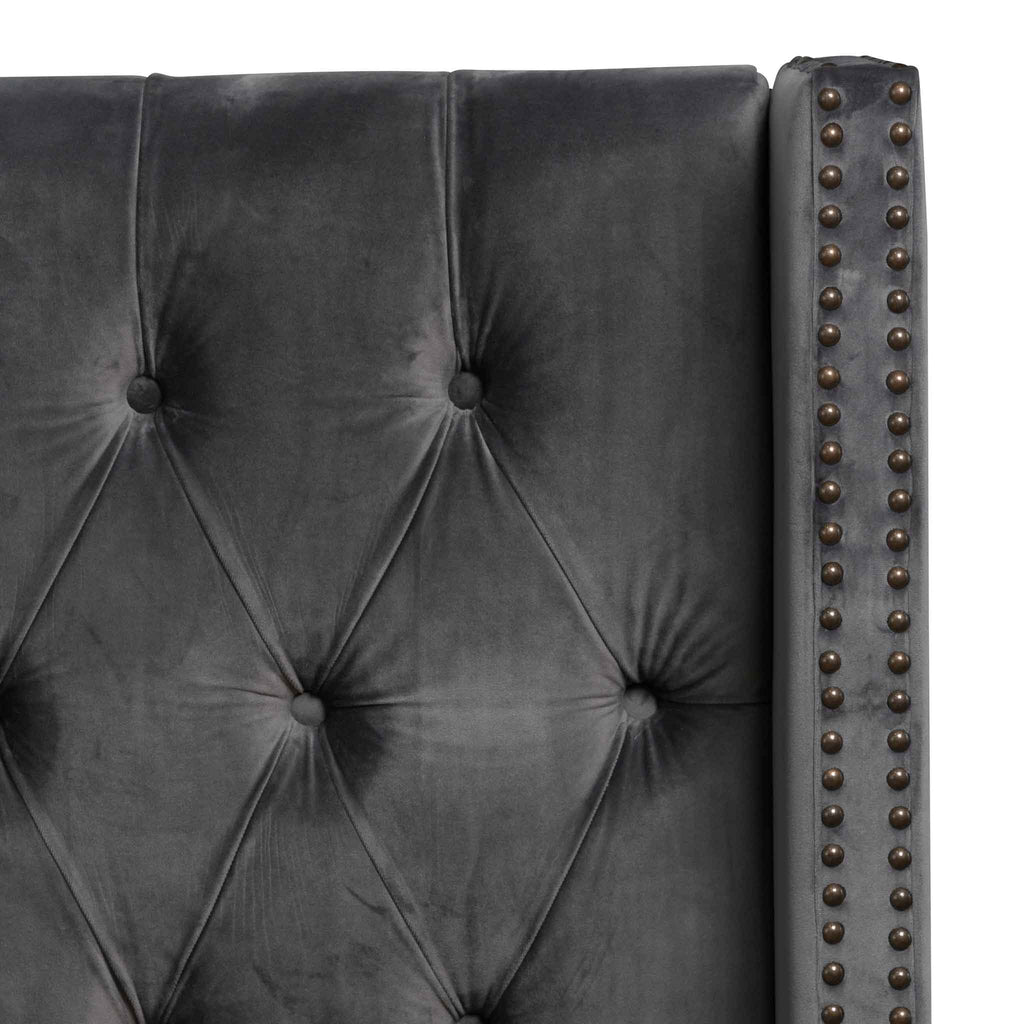 King Lazio Bed Frame - Charcoal Velvet