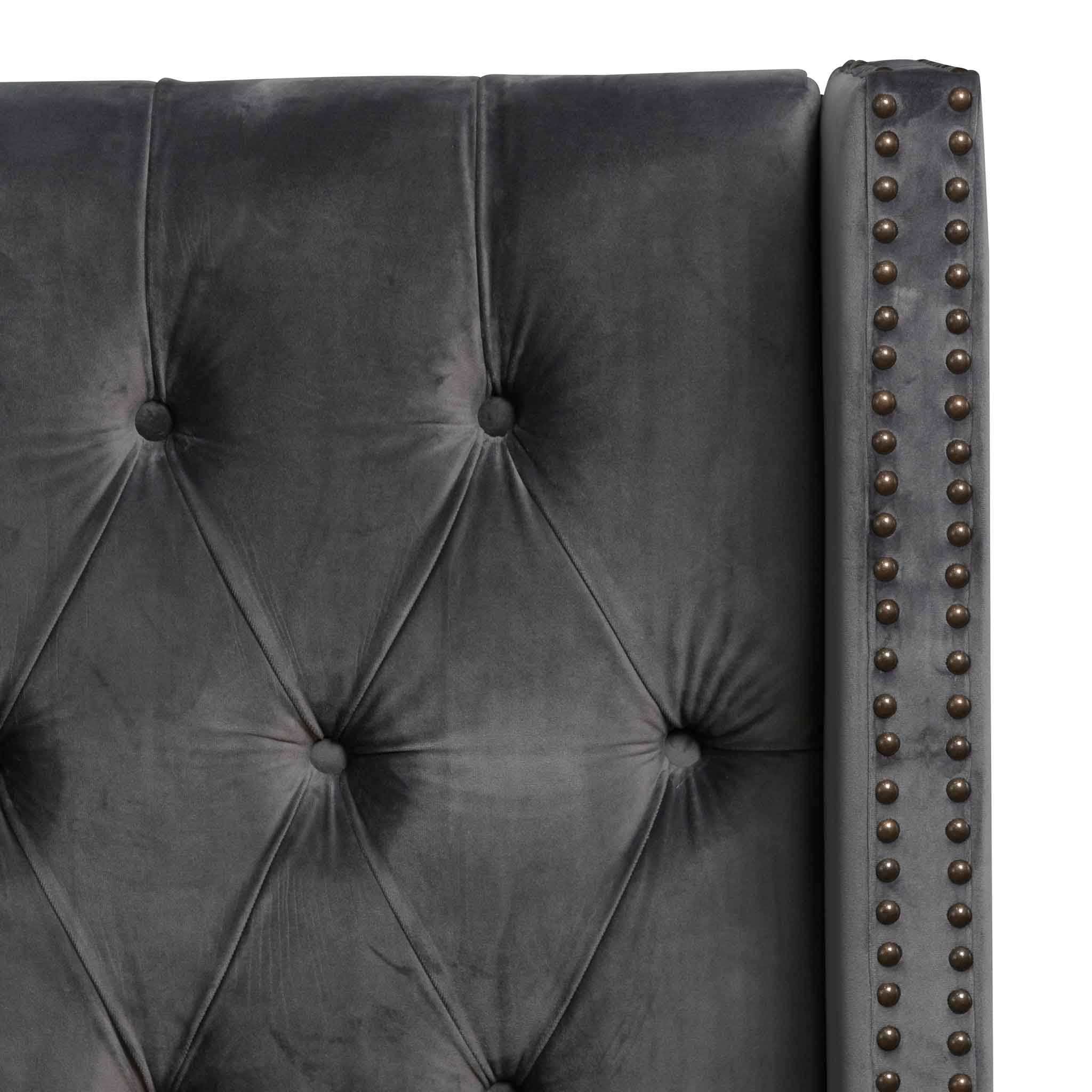 King Lazio Bed Frame - Charcoal Velvet
