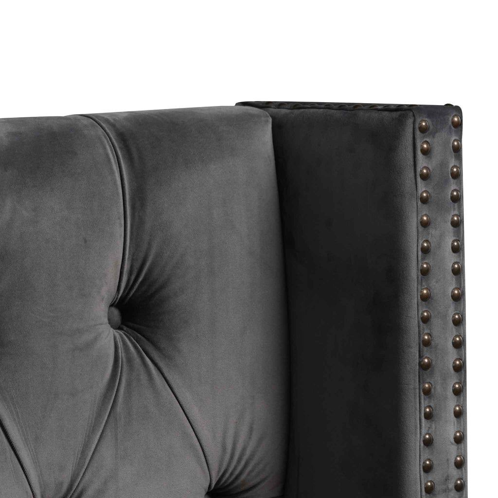 King Lazio Bed Frame - Charcoal Velvet