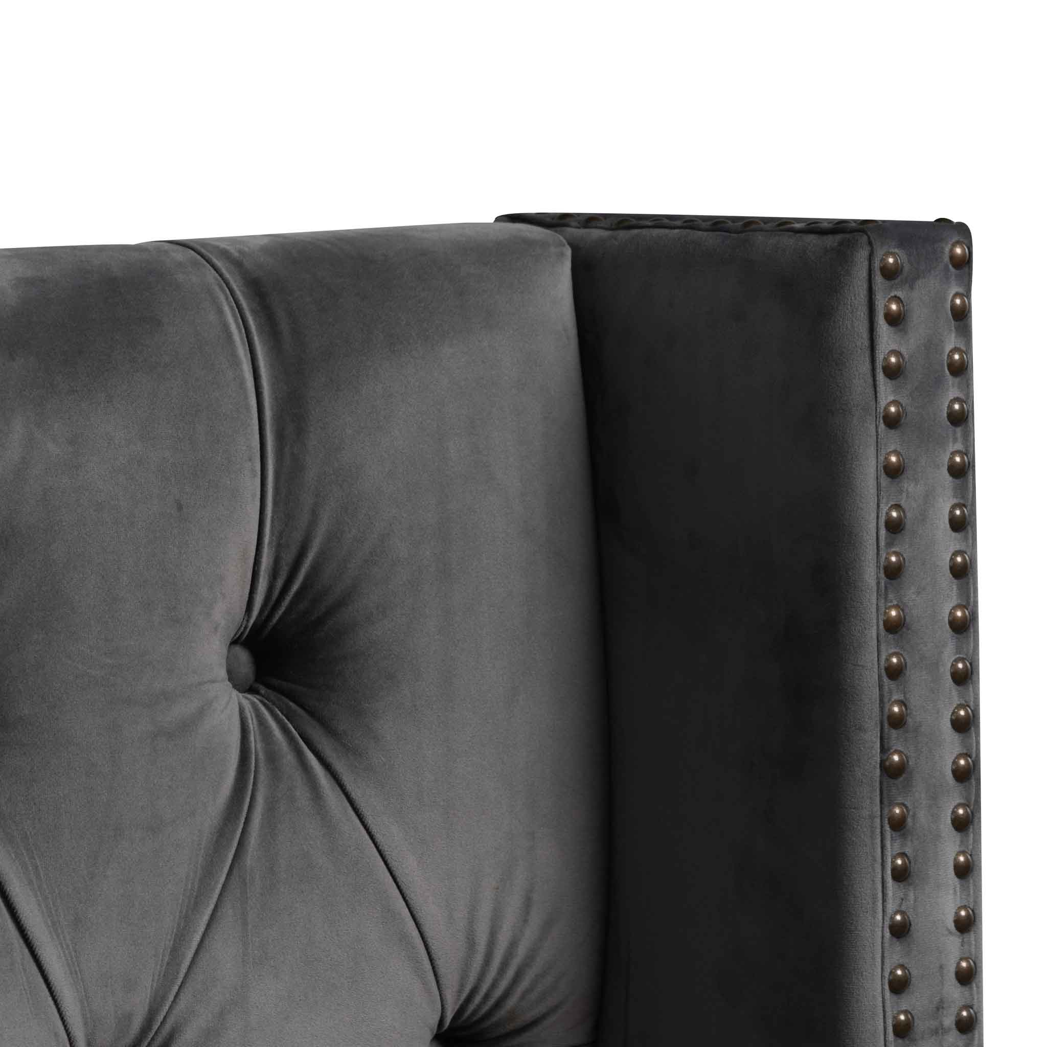 King Lazio Bed Frame - Charcoal Velvet