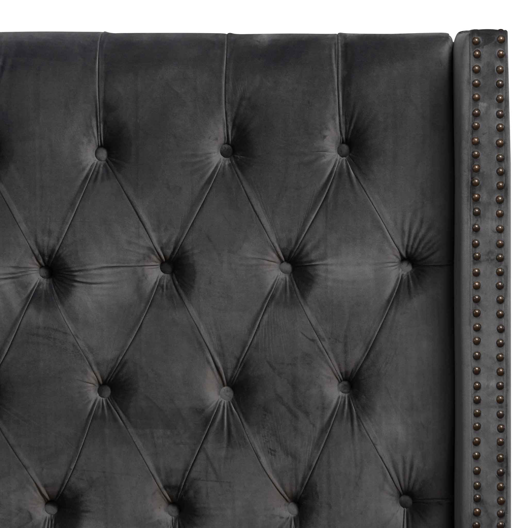 King Lazio Bed Frame - Charcoal Velvet