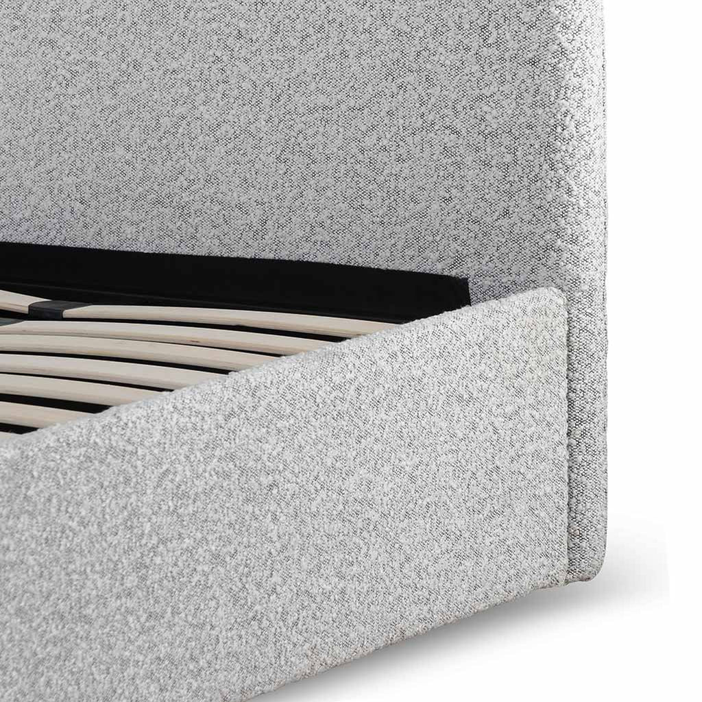 Single Sized Lazio Bed Frame - Cloudy Pepper Boucle with Storage