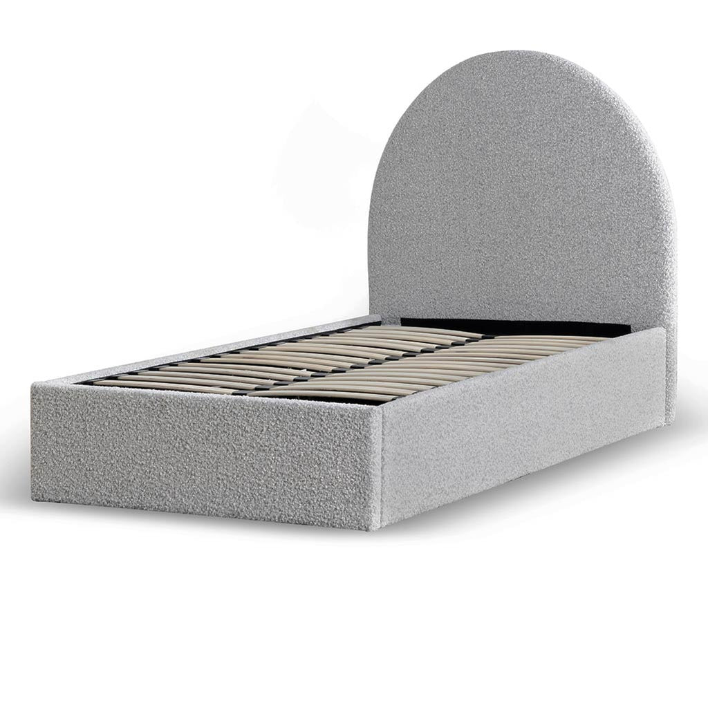 Single Sized Lazio Bed Frame - Cloudy Pepper Boucle with Storage