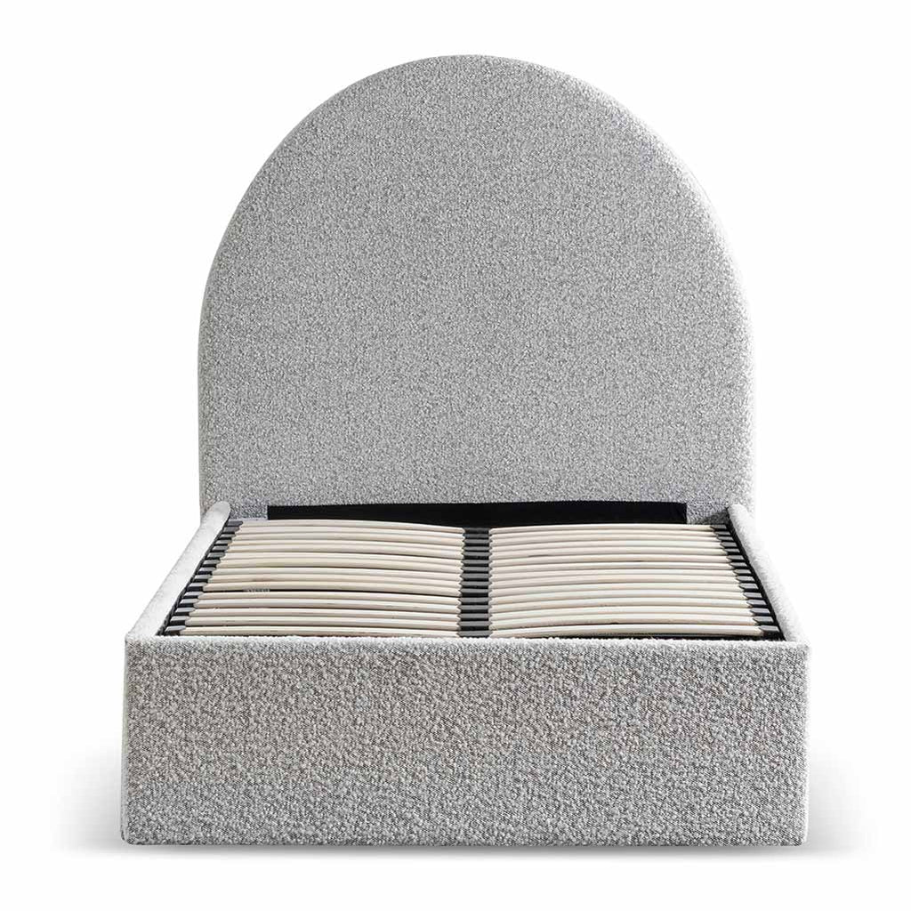 Single Sized Lazio Bed Frame - Cloudy Pepper Boucle with Storage