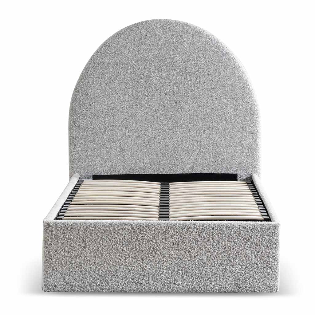 Single Sized Lazio Bed Frame - Cloudy Pepper Boucle with Storage