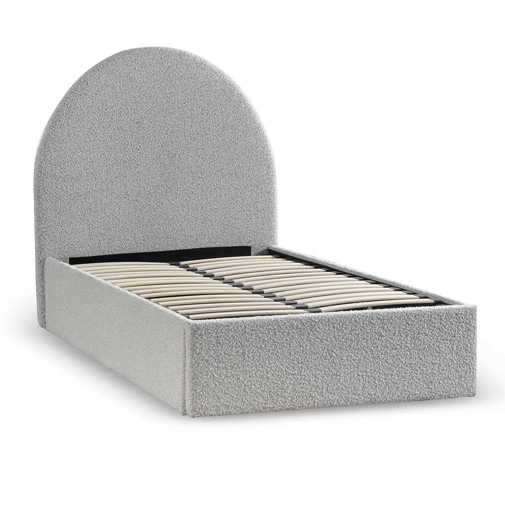 Single Sized Lazio Bed Frame - Cloudy Pepper Boucle with Storage