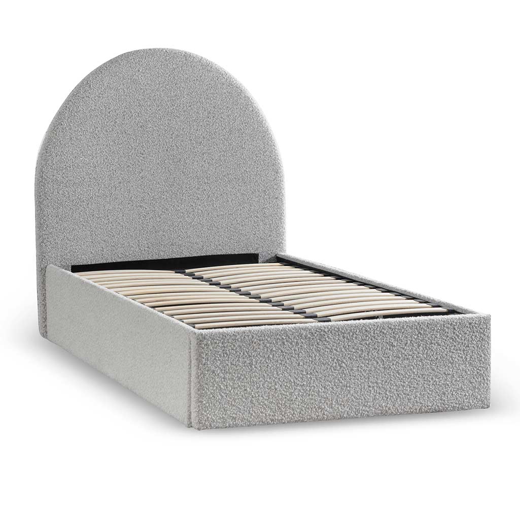 Single Sized Lazio Bed Frame - Cloudy Pepper Boucle with Storage