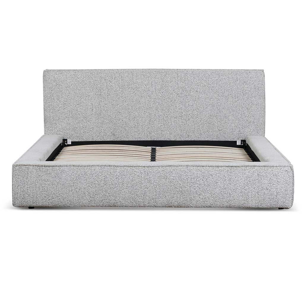 Queen Sized Lazio Bed Frame - Cloudy Pepper Boucle