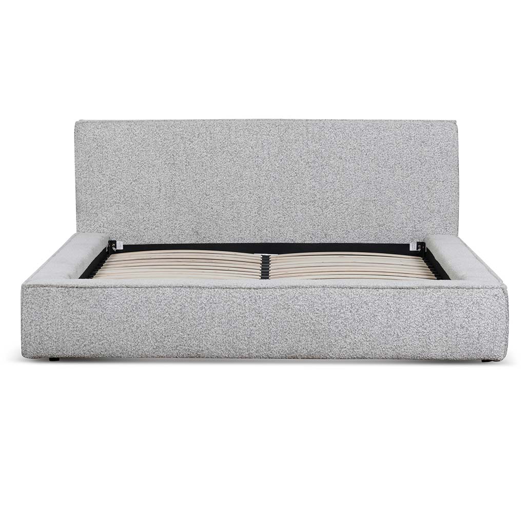 Queen Sized Lazio Bed Frame - Cloudy Pepper Boucle