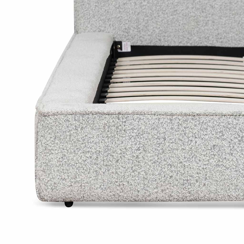 Queen Sized Lazio Bed Frame - Cloudy Pepper Boucle