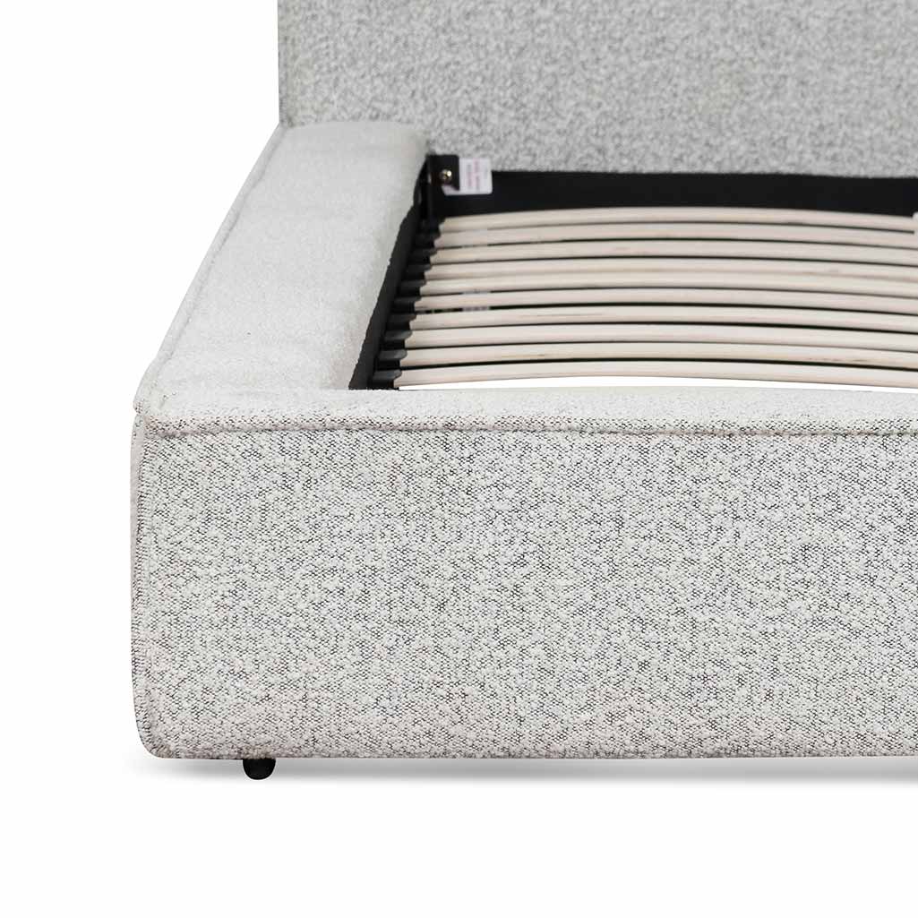 Queen Sized Lazio Bed Frame - Cloudy Pepper Boucle